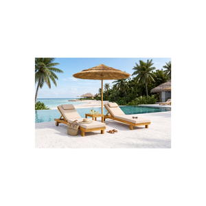Conjunto de Tumbonas de Teca Premium ARTERRA con Sombrilla y Mesa Lateral, Muebles de Lujo para Piscina y Playa - Product Image 4