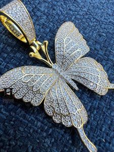 Pendentif Papillon Personnalisé Sertie de Pierres, Argent Sterling 925, Moissanite VVS, Breloque Insecte Détailnée, Bijoux Hip Hop, Passe le Testeur de Diamant - Product Image 4
