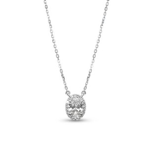 Oval & Round Lab Grown Diamond Necklace Solitaire Wedding Pendant IGI Certified 10K 14K 18K Solid Gold Moissanite Chain Pendant - Product Image 1