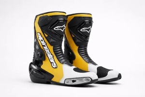 Bottes de moto pour homme, jaunes, noires et blanches, à fermeture éclair, résistantes à l'abrasion, semelle extérieure en caoutchouc, semelle intermédiaire en EVA - Product Image 1