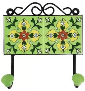 Bravo rustique vert carreaux de céramique mur patère poterie en céramique pour la maison crochets décoratifs et Rails - Product Image 1