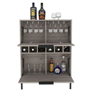 Mobile bar Puertu grigio chiaro a doppia anta con sei scomparti per bottiglie - Product Image 4