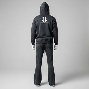 Survêtement unisexe personnalisé avec logo sur le devant, sweat-shirt à fermeture éclair intégrale, effet délavé, 100% polyester léger - Product Image 3