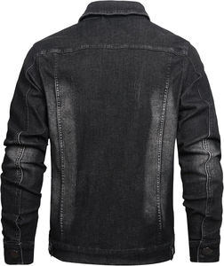 Nouvelle Arrivée - Blouson en Jean Noir Délavé Unisexe à Manches Longues avec Col et Fermeture Éclair Intégrale, Appliques, Coupe Courte - Product Image 6