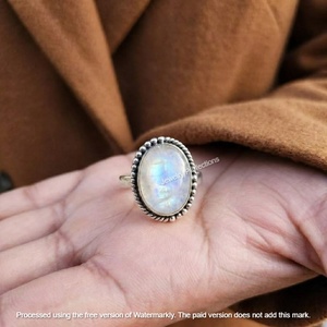 Latest Bohemian Style <b>Moonstone</b> Gemstone <b>Rings</b> Trending 925 Silver Plated Mainly Made Brass for Engagement - Product Image 2