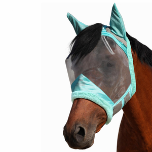 Máscara Antimoscas de Cuero Genuino para Caballos, Protección de Verano, Malla Transpirable, Bloqueo UV, Diseño Suave de Protección para Orejas/Nariz, para Montar a Caballo - Product Image 1