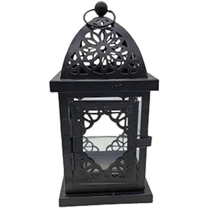 Set Of 2 <b>Large</b> Antique Decorative Metal Hanging Candle <b>Lanterns</b> With Glass For Indoor <b>Outdoor</b> Home Decor Events And Weddings - Product Image 3