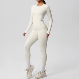 Custom Logo Free Match Fitness Clothing Butt Lift Leggings Full Zip <b>Jacket</b> Gym ActiveWear 2Piece <b>Workout</b> Yoga Suit Set for Women - Product Image 4