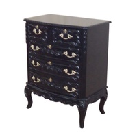 Tiroirs Tallboy en bois de style français en noir peint Commode antique conçue pour les ensembles de meubles de chambre à coucher de style européen