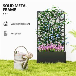 Fioriera da Giardino Zincata con Schermo per la Privacy, Traliccio e Cancello Durevoli per Spazi Esterni - Product Image 6