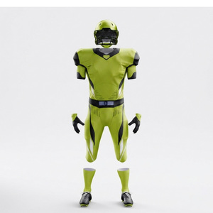Ensemble d'uniformes de football américain personnalisés, vert, polyester, maillot ajusté une pièce, anti-transpiration, vêtements de sport pour adultes, service OEM - Product Image 2