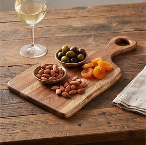 Planche à découper en bois naturel avec poignée à trou rond, planche à découper rectangulaire pour la cuisine - Product Image 5