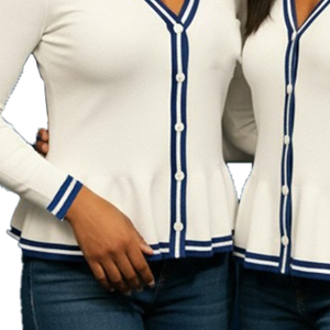 Rehaussez l'image de votre tenue professionnelle avec notre cardigan en tricot à carreaux d'hiver haut de gamme pour femme, d'inspiration universitaire. - Product Image 5