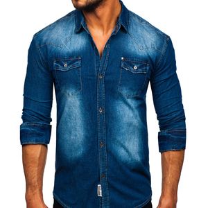 เสื้อเชิ้ตยีนส์ผู้ชายทรงสลิมฟิต ดีไซน์ใหม่ปี 2025 ลุคสบายๆ ซักแบบวินเทจ แขนยาว ไซส์ใหญ่พิเศษ - Product Image 4