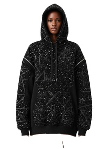 Sudadera con Capucha Premium para Hombre, con Pedrería, 500 g/m², Lavado Ácido, Oversize, Felpa Francesa, Logotipo Personalizado, Estilo Urbano, ODM - Product Image 1