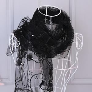 Écharpe de cou élégante en maille perlée fabriquée en Corée pour femmes, mode estivale SC-32 - Product Image 2