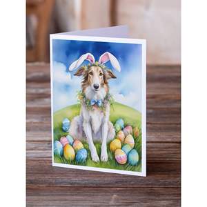 Borzoi Easter Egg Hunt Whimsical A7 Size 5x7 Blank <b>Note</b> <b>Cards</b> Pack of 8 with Envelopes for <b>Greeting</b> <b>and</b> <b>Note</b> Writing - Product Image 2