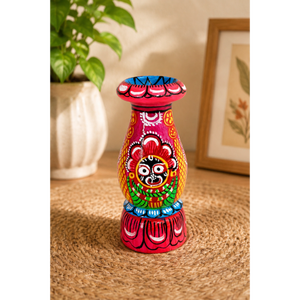 Jarrón Pattachitra Pintado a Mano de Orissan, Artesanía Tradicional, Rostro Icónico del Dios Jagannath, Decoración Elegante - Product Image 5