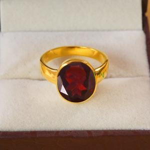 Red <b>Garnet</b> Gold Plated Gemstone <b>Ring</b> Handmade Jewelry - Product Image 3