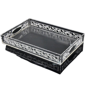 Bandeja de Servir de Acrílico Transparente de Lujo con Asas, Bandeja Decorativa Personalizada Tallada en Lucite para Té y Café, Organizador de Alimentos, Bandejas para Mesa - Product Image 1
