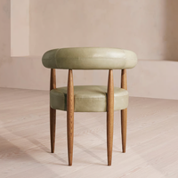 Fauteuil d'appoint en cuir FERLY, style moderne du milieu du siècle, structure en bois massif, confortable, pour salle à manger, salon