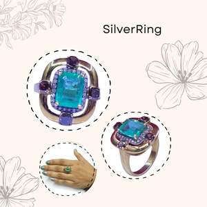 Anillos Unisex de Plata de Ley 925 Chapados en Oro con Diamantes y Esmeraldas, MOQ Bajo, Estilo Antiguo - Product Image 3