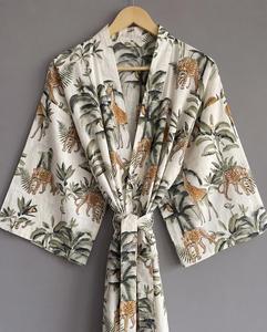 Robe décontractée élégante pour femme, faite main en Inde, imprimé floral, 100 % rayonne et coton, longueur genou, col en V, manches longues, taille naturelle - Product Image 4
