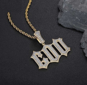 Pendentif Lettre CEO en Argent 925 Plaqué Or 18K avec Strass, Style Hip Hop pour Homme - Product Image 6