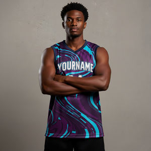 Maillot de basketball unisexe personnalisé imprimé par sublimation OEM - Séchage rapide, sans manches, col en V, respirant, anti-humidité, vêtements de sport - Product Image 2