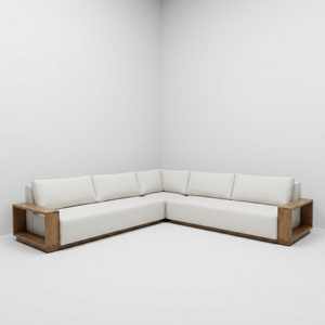 Garden Sofas Teak Wood Patio Sofa Modular Sectional Outdoor Couch Set Weatherproof Exterior Wood <b>Settee</b> Deep Seating <b>Cushions</b> - Product Image 1