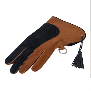 Gants de fauconnerie en cuir respirant marron et noir en daim, longueur poignet, style rétro décontracté pour l'extérieur, utilisation hivernale - Product Image 2