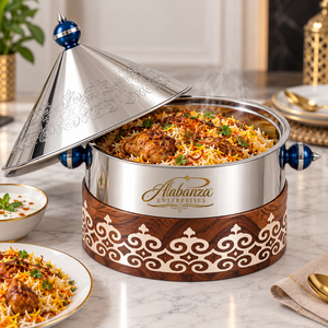 Pot à Biryani en Acier Inoxydable Premium Durable, Design Moderne et Luxueux, Diamètre 33 cm, Couvercle Conique Décoratif en Acier Inoxydable - Product Image 4