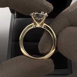 Bagues de fiançailles solitaires en or massif 14K avec diamant de laboratoire rond de 2 carats, sertis à griffes, pour anniversaire, mariage, vente en gros - Product Image 5
