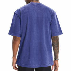 T-shirt décontracté pour homme en coton lavé, coupe oversize, col rond, manches courtes, couleur unie, ajustement jersey, longueur standard - Product Image 3