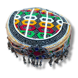 Gorros de Mujer Estilo Étnico Afgano con Decoración de Joyería Afgana Hecha a Mano, Gorros Bordados a Mano para Mujer, Sombrero con Piedras de Espejo para Adultos - Product Image 5