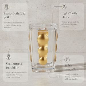 [Holar] Taiwan Made Luxury Clear Gold Acrylic Shatterproof 3 Slots Toothbrush Stand <b>Toothpaste</b> Organizer for Bathroom Storage - Product Image 3