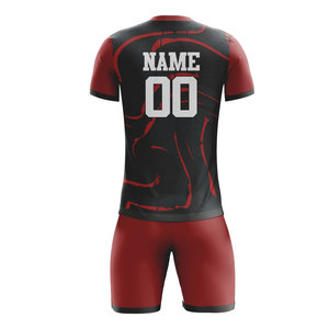Conjunto de Camiseta de Fútbol Personalizada para Hombre, Impresión Sublimada, Rojo y Negro, Absorbe la Humedad, Ajuste Atlético, Manga Corta, para Todas las Temporadas - Product Image 2