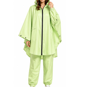 Combinaison de pluie imperméable pour femme, tenue de pluie à capuche, veste et pantalon imperméables pour femme - Product Image 1