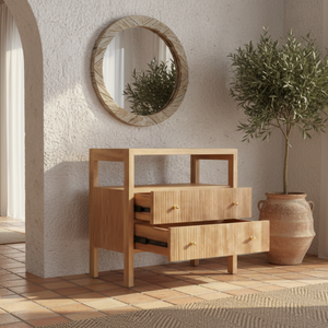 Mesa de Noche Contemporánea de Madera de Alta Calidad con Dos Cajones para el Hogar, Hotel, Sala de Estar, Dormitorio, Uso en Almacenes - Product Image 2