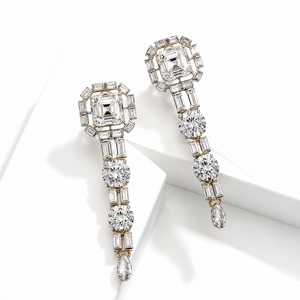 Asscher Cut Diamond Women's <b>Earring</b> Vintage Inspired Moissanite 925 Sterling <b>Silver</b> <b>Drop</b> <b>Earrings</b> - Product Image 1