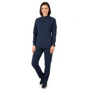 Blouse médicale zippée pour femme, extensible dans les 4 sens, anti-humidité, manches longues, pour hôpital et infirmières - Product Image 1