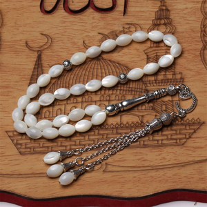 Bracelet musulman en coquille blanche naturelle, vente en gros d'usine, 33 perles de prière islamiques, Tasbih, chapelet, Tesbih, Tasbeeh islamique, Sibha - Product Image 2