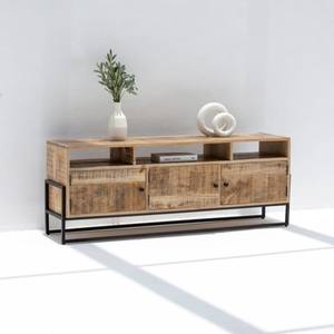 Meuble TV industriel en bois Vandana Novara Grand, console de divertissement moderne en métal et bois - Product Image 6