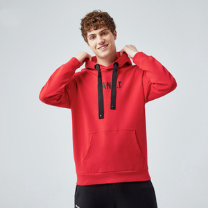 Sudadera con Capucha Negra para Hombre, Corte Holgado, Tejido de Algodón, con Bolsillo Frontal, Estampado de Letras Rojas, Ropa Casual de Otoño - Product Image 4