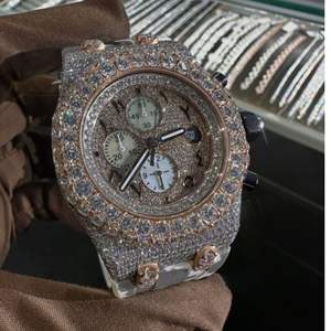 Reloj de Pulsera de Lujo para Hombre, Estilo Hip Hop, con Diamantes Cultivados en Laboratorio, Plateado y Dorado, Redondo, de Cuarzo, de Alta Calidad - Product Image 5