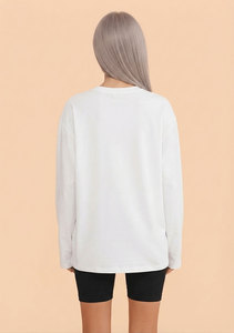 T-shirts à manches longues pour femmes, coupe ample, 100% coton, vêtements décontractés, t-shirt à col rond pour femmes, taille plus, manches longues - Product Image 2