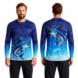 Chemise de pêche en haute mer UPF 50+ Blue Marlin, imprimée par sublimation, respirante, séchage rapide, manches longues, vêtement de performance - Product Image 1
