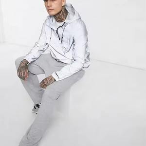 Veste coupe-vent pour homme en nylon réfléchissant 3M imprimé, avec cordon de serrage et ourlet élastique, demi-zip et capuche - Product Image 3