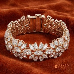 Pulsera de tenis de moissanita floral en tono oro rosa para mujer, pulsera de cadena fina, joyería de moda, regalo elegante para aniversario nupcial - Product Image 3