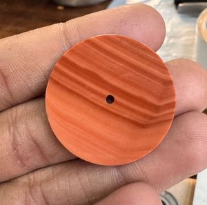 Red Jasper Flat Cut Watch Dial 28.5 mm One Sided Polished <b>Face</b> 1mm Thick 2mm Center Hole a K Gems GMC-1060W - Product Image 1